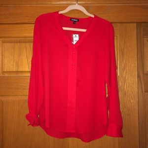 EXPRESS Red Button Front Chelsea Shirt SMALL